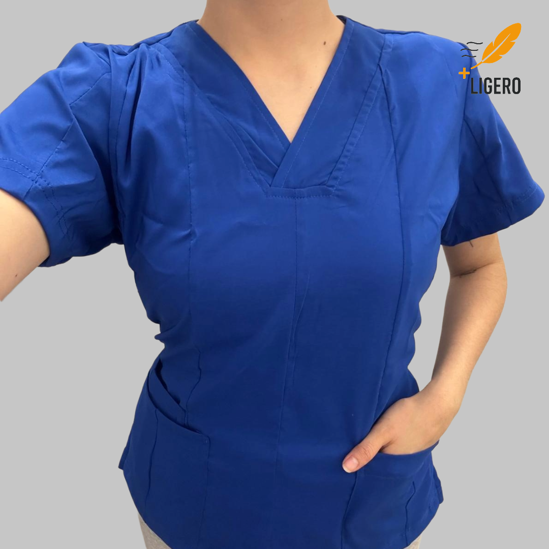 Filipina cuello V Azul Rey Dama.