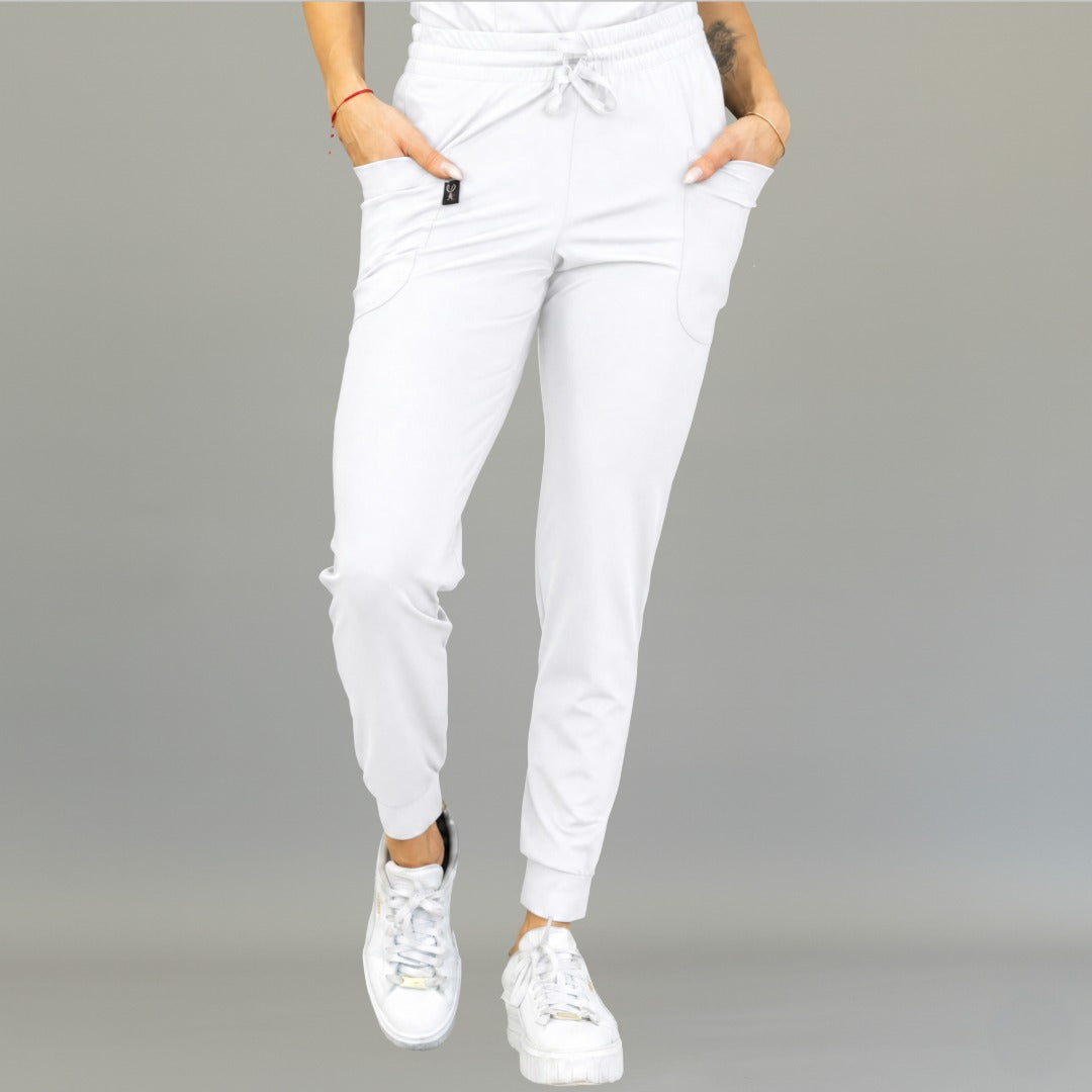 Jogger Quirúrgico Mujer Est. 902 | Blanco Super Stretch
