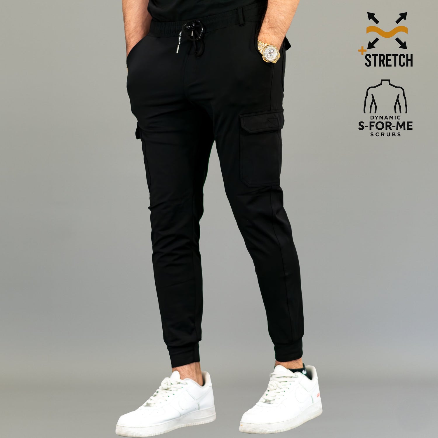 Scrub jogger negro hombre para clínica y hospital