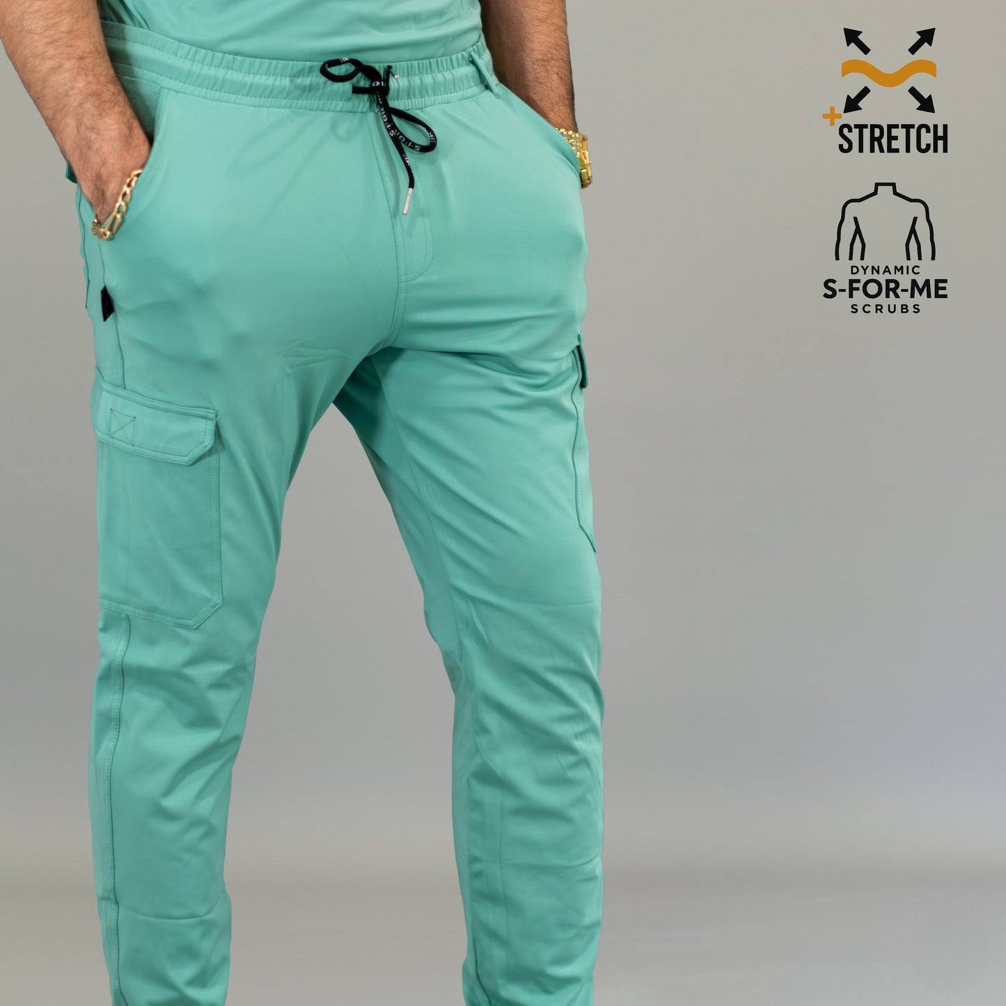 Pantalón jogger médico verde menta para hombre corte slim