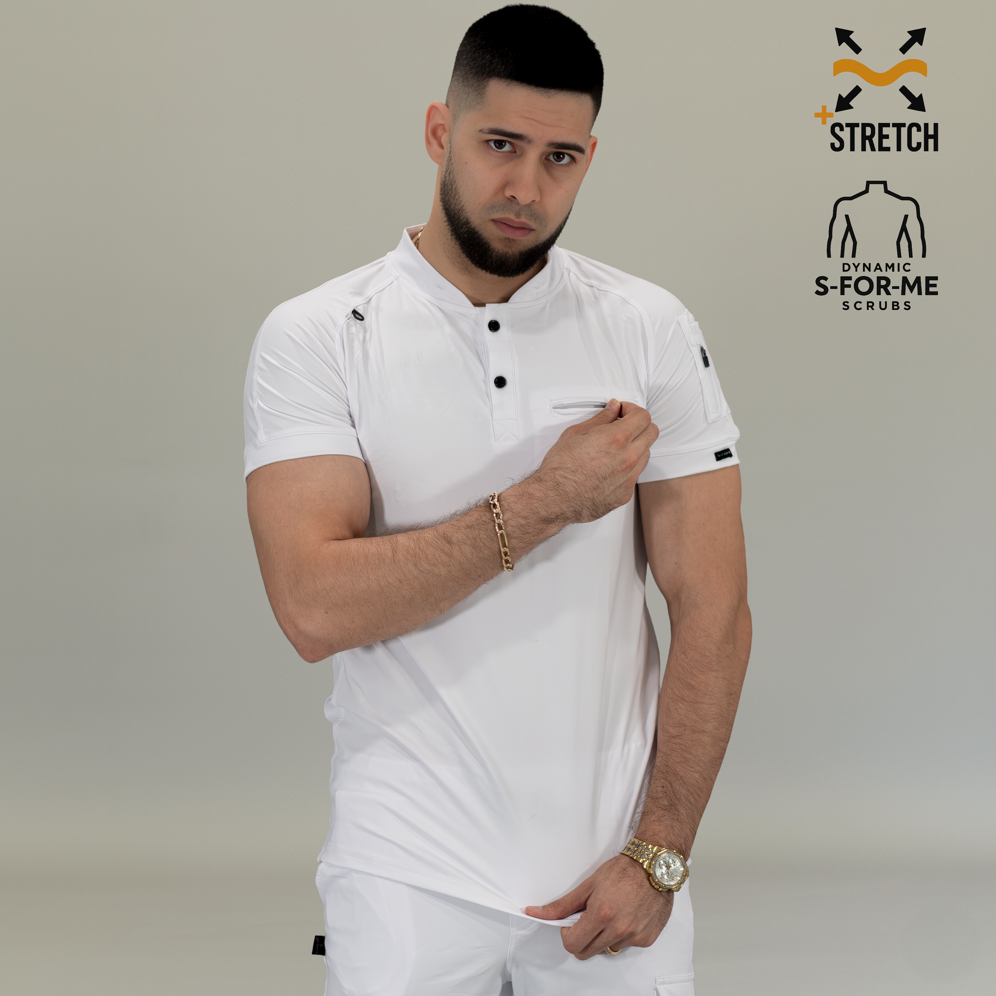 Conjunto Quirúrgico Hombre · Modelo 901 Super Stretch · Blanco