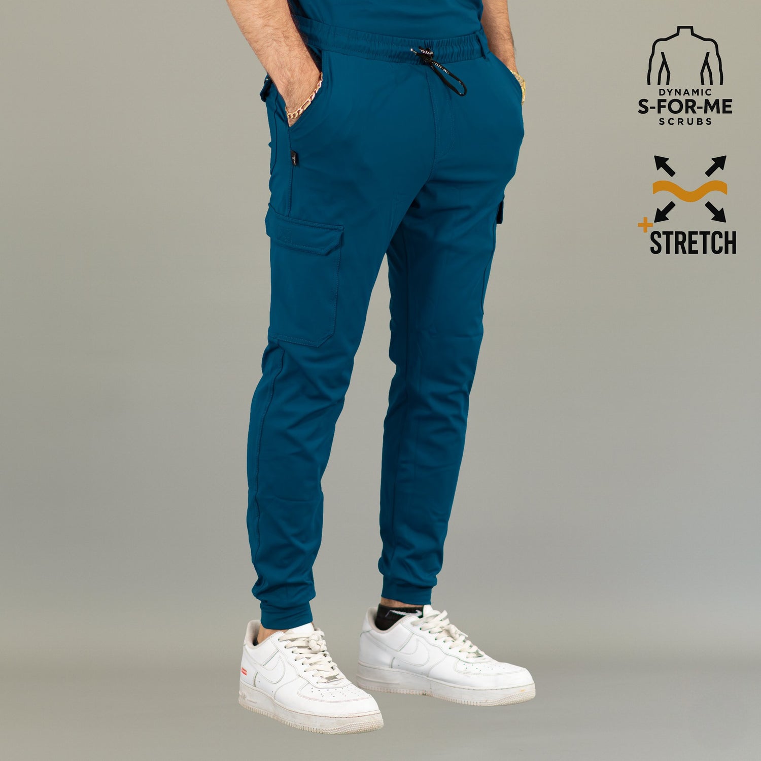 Jogger quirúrgico hombre azul caribe 901 Super Stretch vista frontal