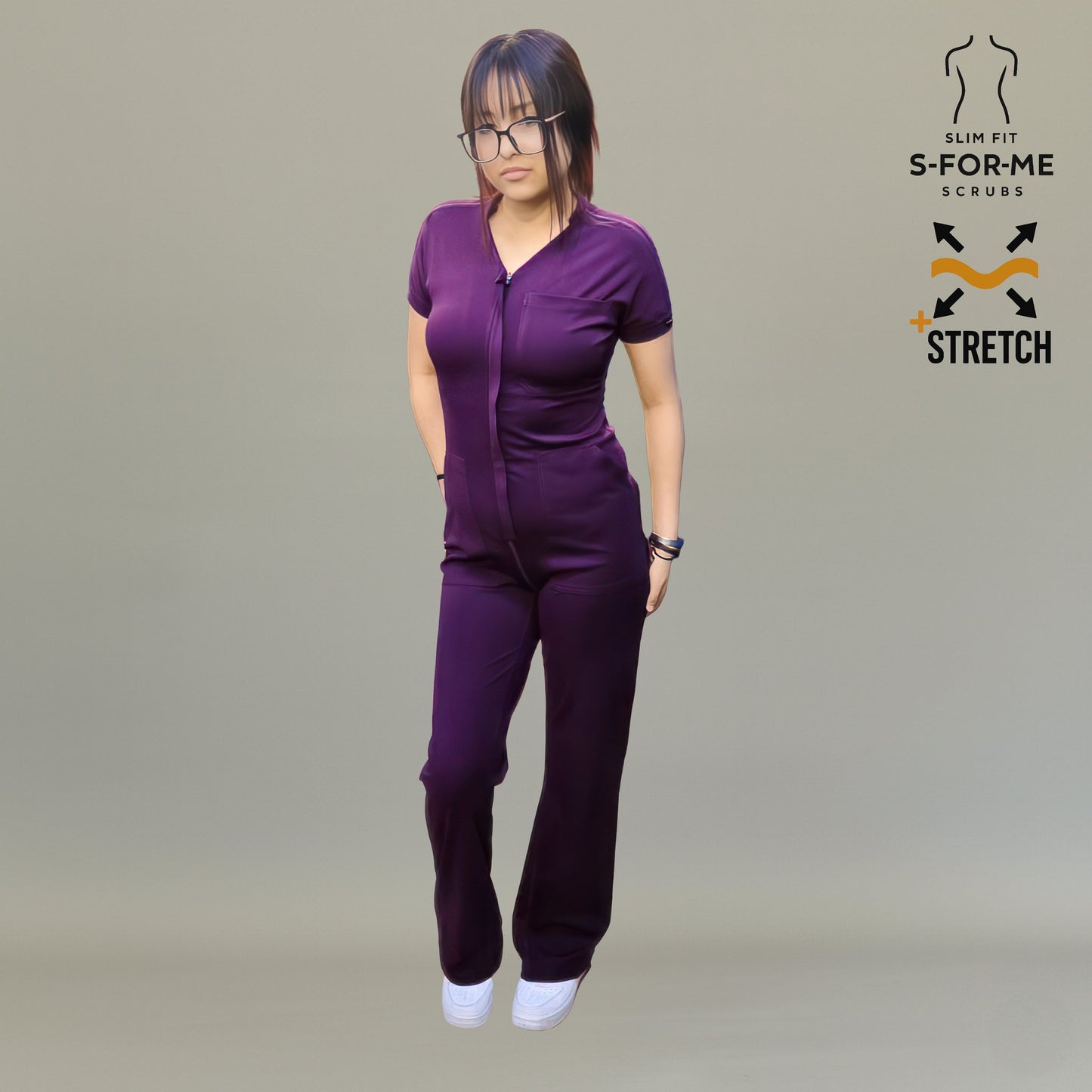 Jumpsuit Quirúrgico Mujer Estilo 945 Uva Super Stretch Manga Corta