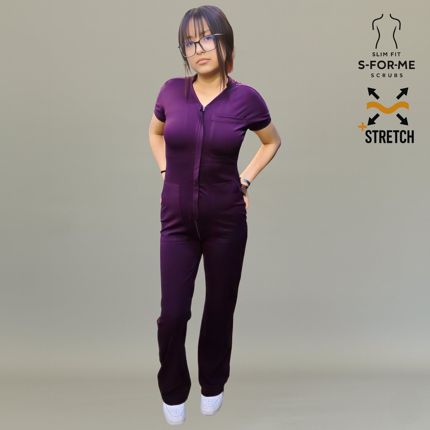 Jumpsuit Quirúrgico Mujer Estilo 945 Uva Super Stretch Manga Corta