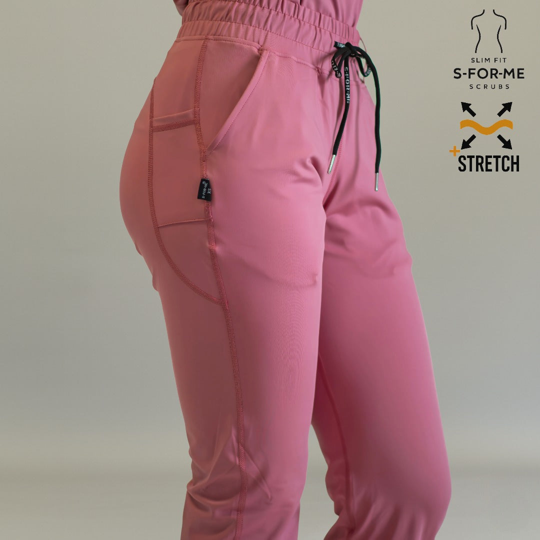 pantalon 915 palo de rosa vista posterior corte acampanado scrubs mujer sandel medica