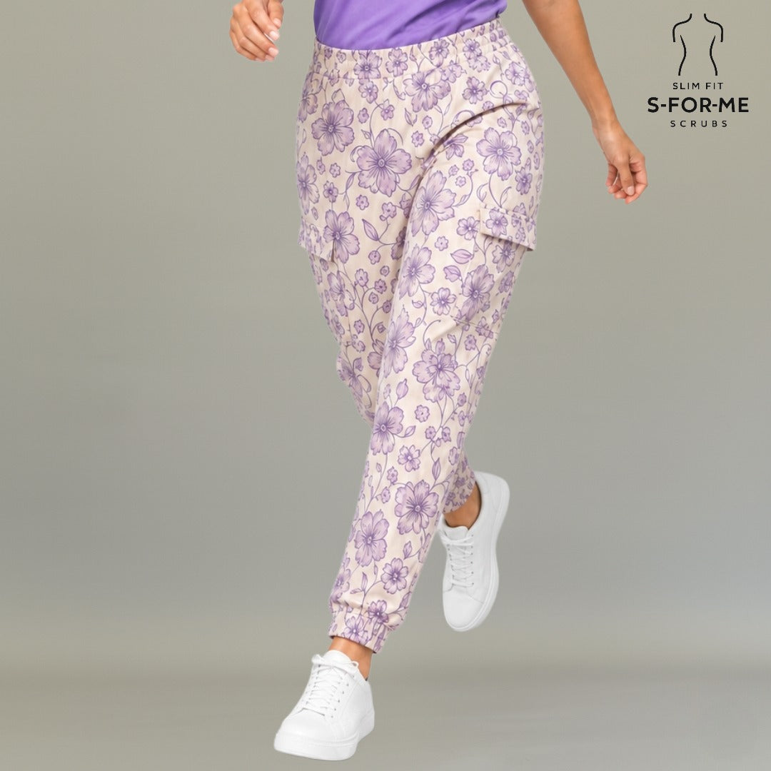 Jogger Estampado Flores Moradas 6 bolsas Mujer FW