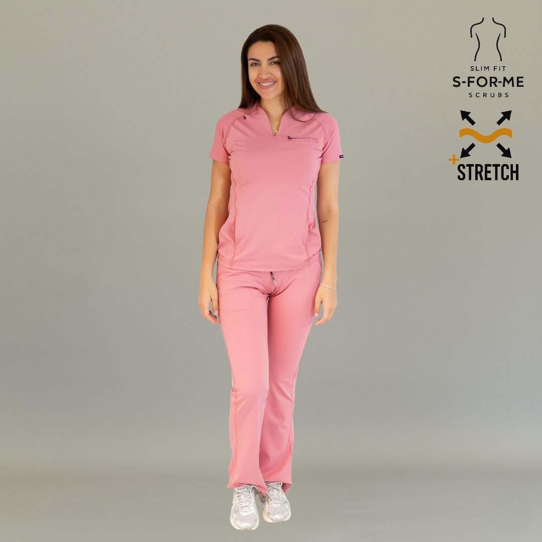 Filipina quirúrgica 915 mujer palo de rosa en conjunto médico con pantalón a juego