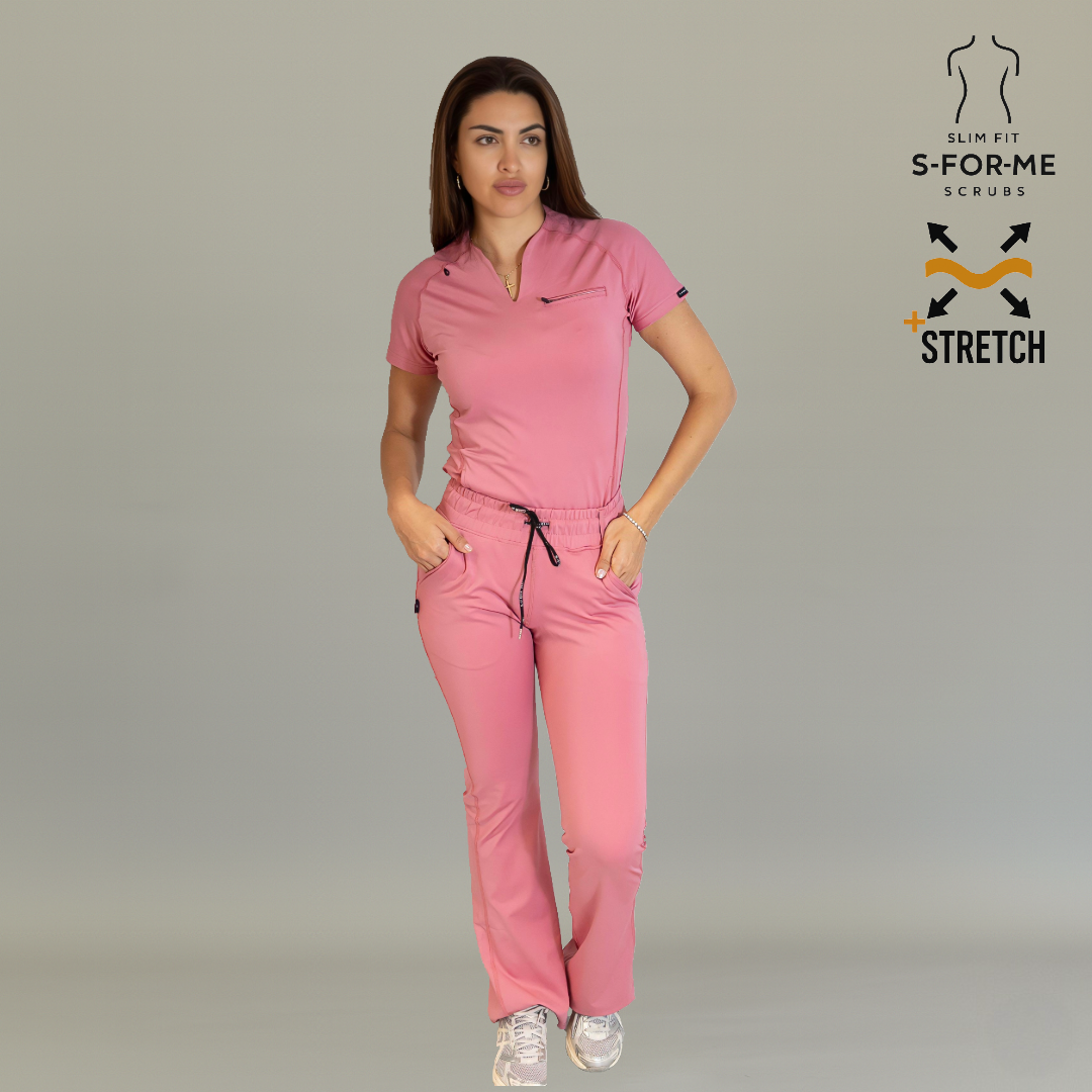 Pantalón quirúrgico 915 mujer palo de rosa acampanado de estilo moderno