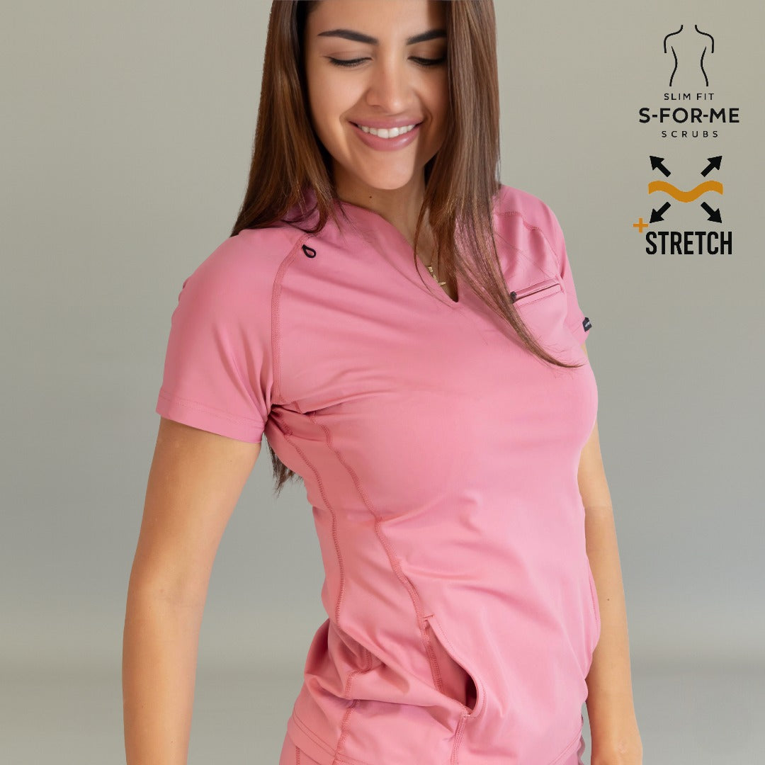Filipina médica 915 mujer palo de rosa con ajuste cómodo y tela Super Stretch