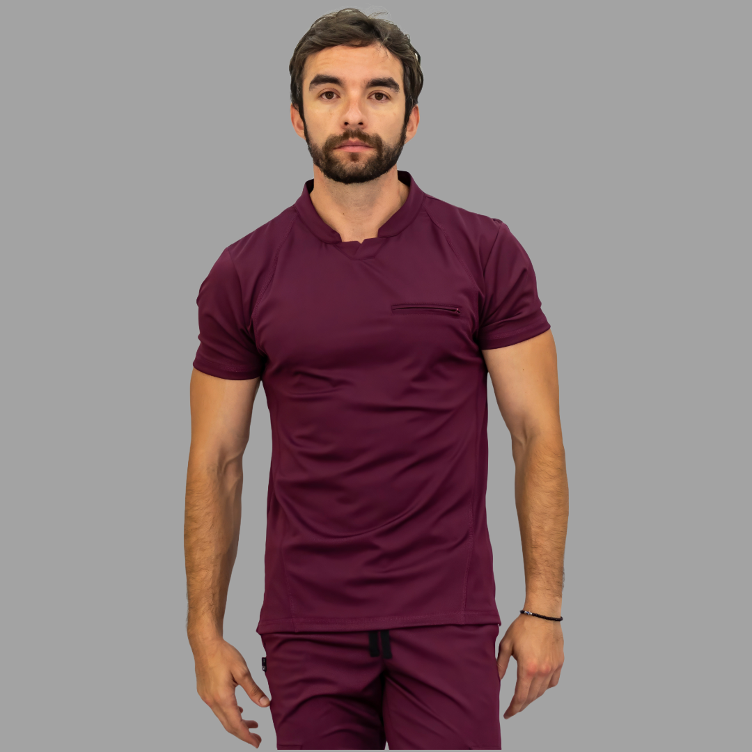 Conjunto Quirúrgico Vino para Hombre – Estilo 910 | Super Stretch Slim Fit