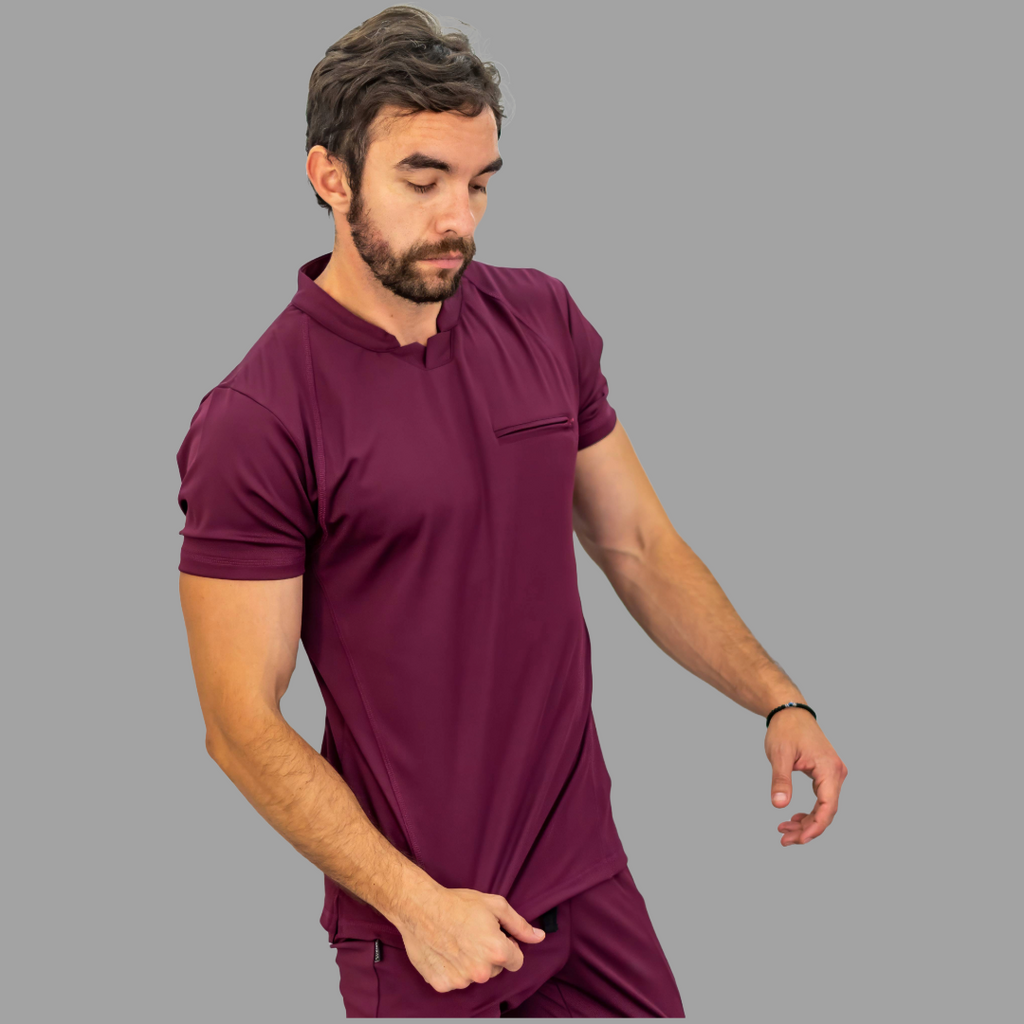 Conjunto Quirúrgico Vino para Hombre – Estilo 910 | Super Stretch Slim Fit