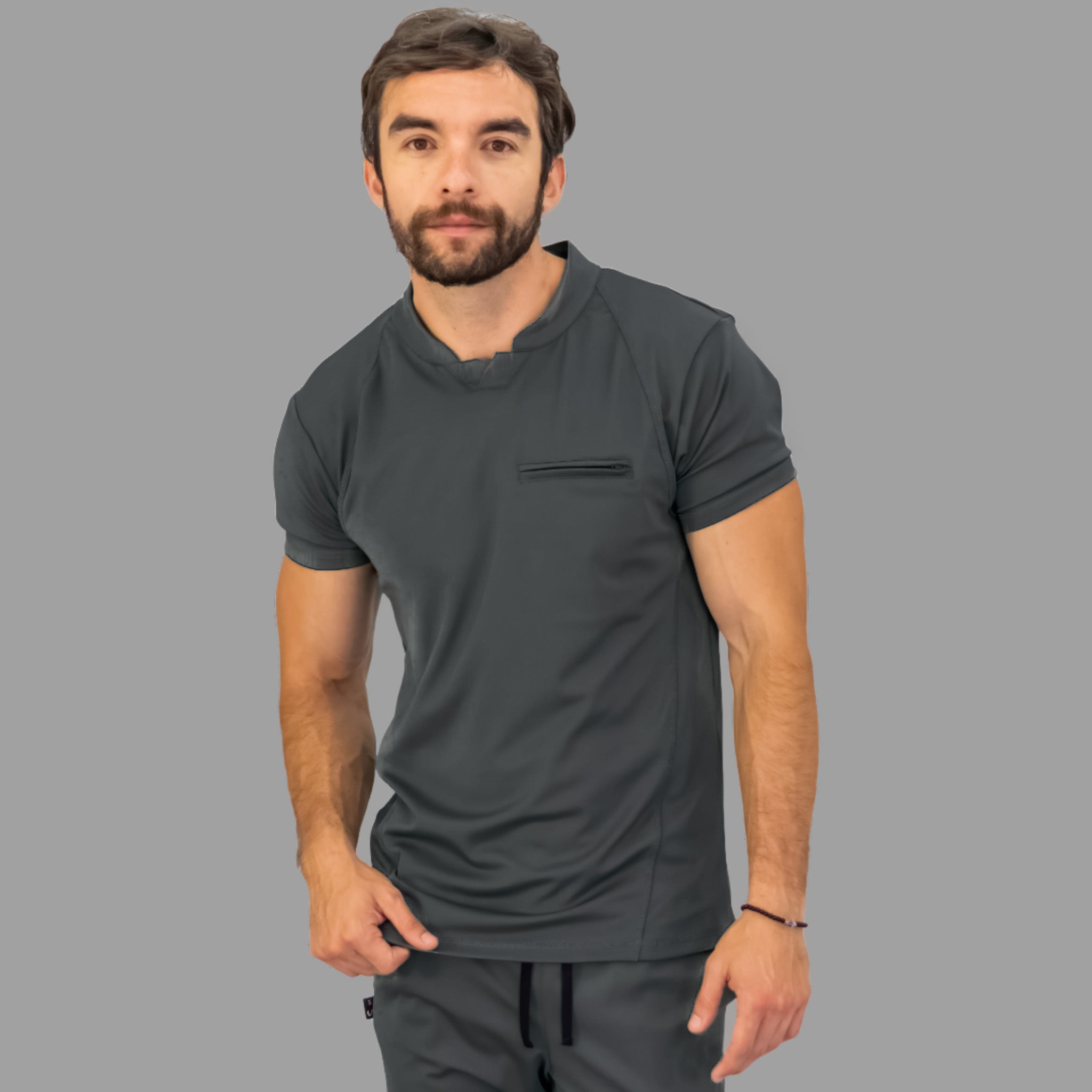 Conjunto Quirúrgico Gris Oxford para Hombre – Estilo 910 | Super Stretch Slim Fit