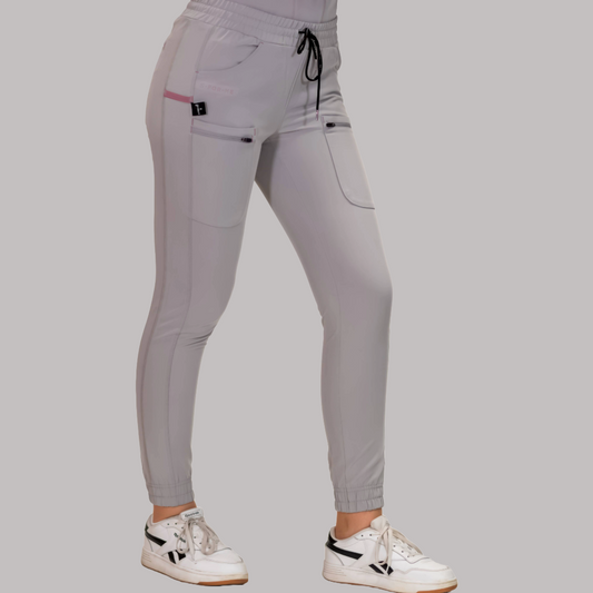 Jogger Quirúrgico Gris Perla Mujer, Scrubs Antifluido Est. 300