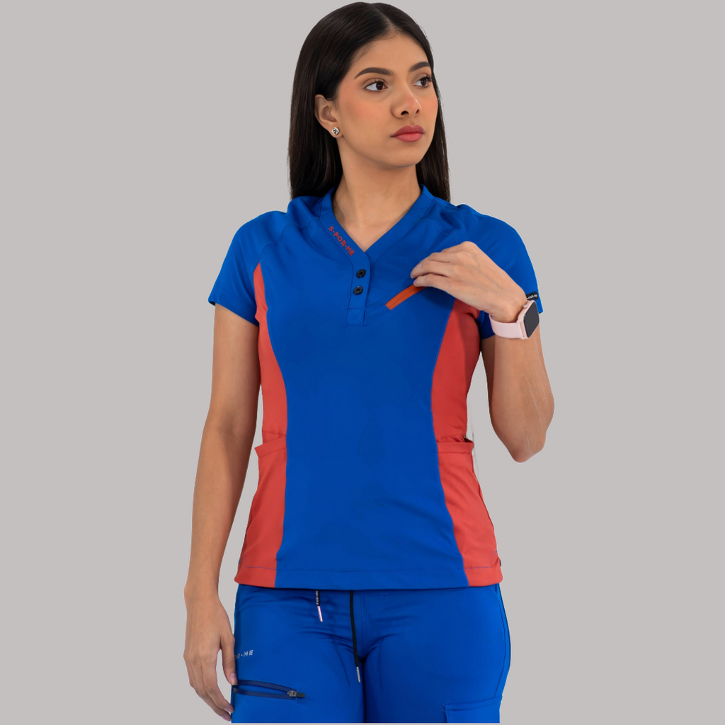 Conjunto Quirúrgico Mujer · Modelo 905 Super Stretch · Azul Rey con Chedron
