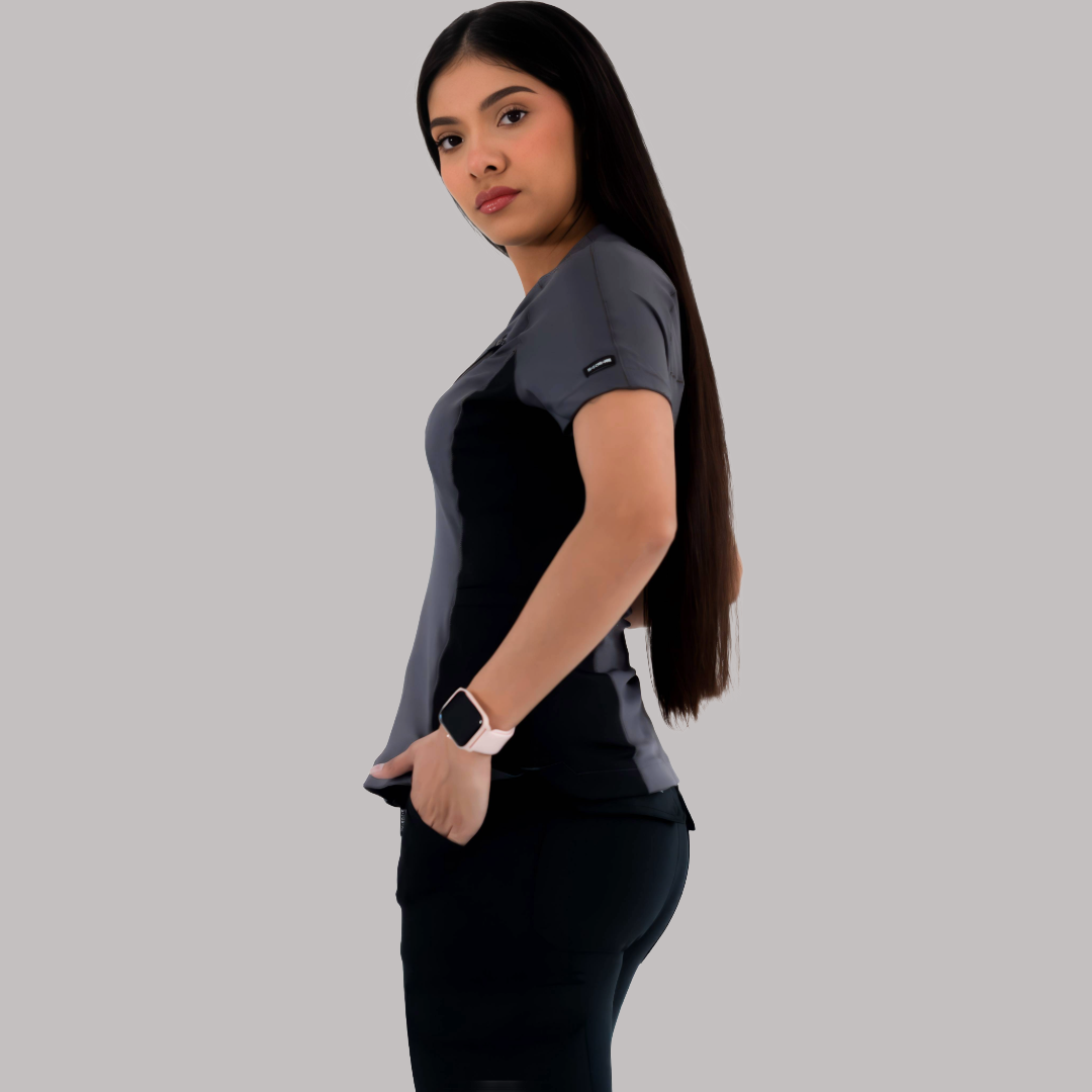 Filipina Quirúrgica Mujer Super Stretch Gris - Negro, Scrubs 905