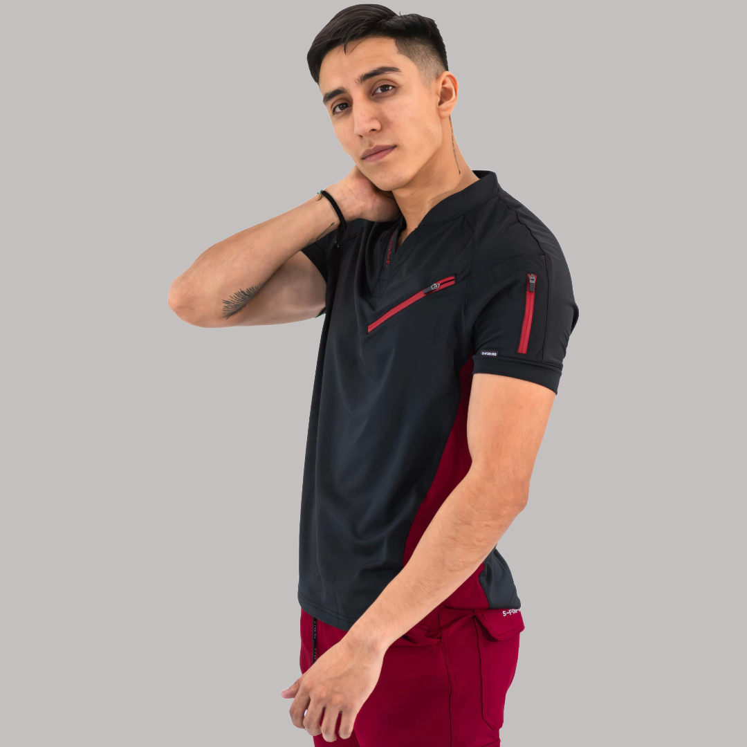 Filipina Quirúrgica Super Stretch Negra/Vino Hombre, Scrubs 905