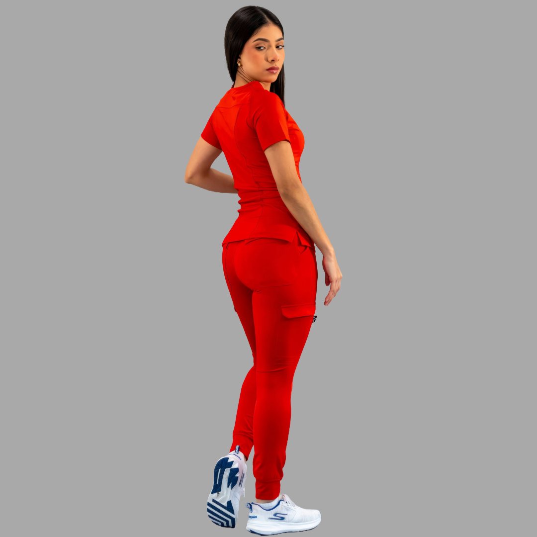 Pantalón Jogger Médico 901 Rojo Super Stretch para Mujer