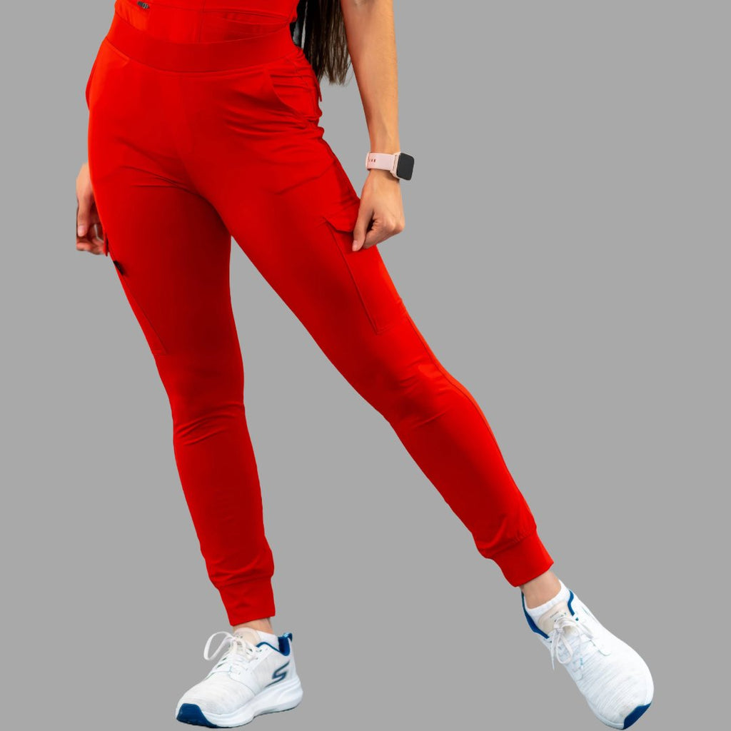Pantalón Jogger Médico 901 Rojo Super Stretch para Mujer