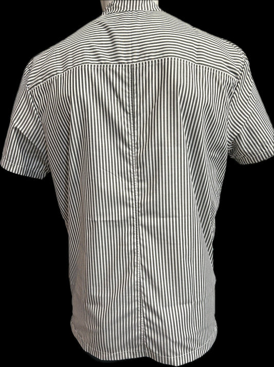 Filipina Mao Lineas Blanco-Gris Oxford Con cierre Hombre