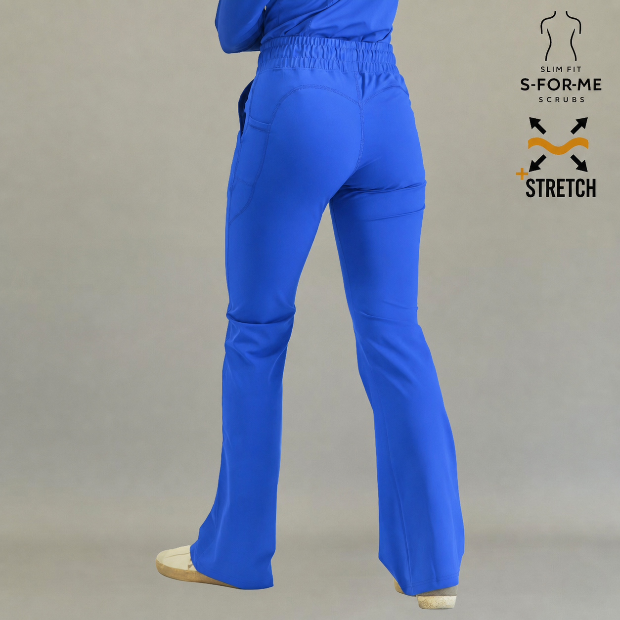 Pantalón quirúrgico flare 915 Azul Rey — vista posterior completa talla Regular